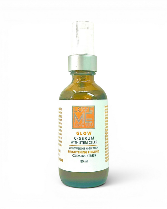 Amber glass C-serum bottle with stem cells, clear cap and front label